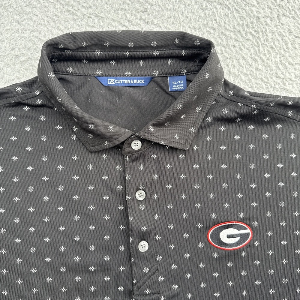 Georgia Bulldogs Cutter & Buck Polo Golf Shirt Mens XL Black Geometric NCAA